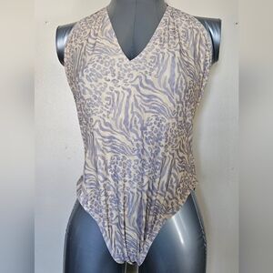 ICONS SWIM One Piece Swimsuit XXL 2XL Lavender Cream Animal Zebra Cheetah NWT